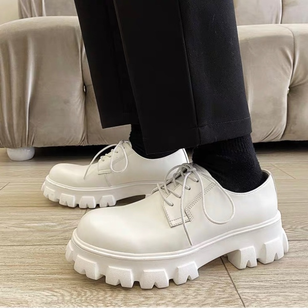 white leather platform loafers